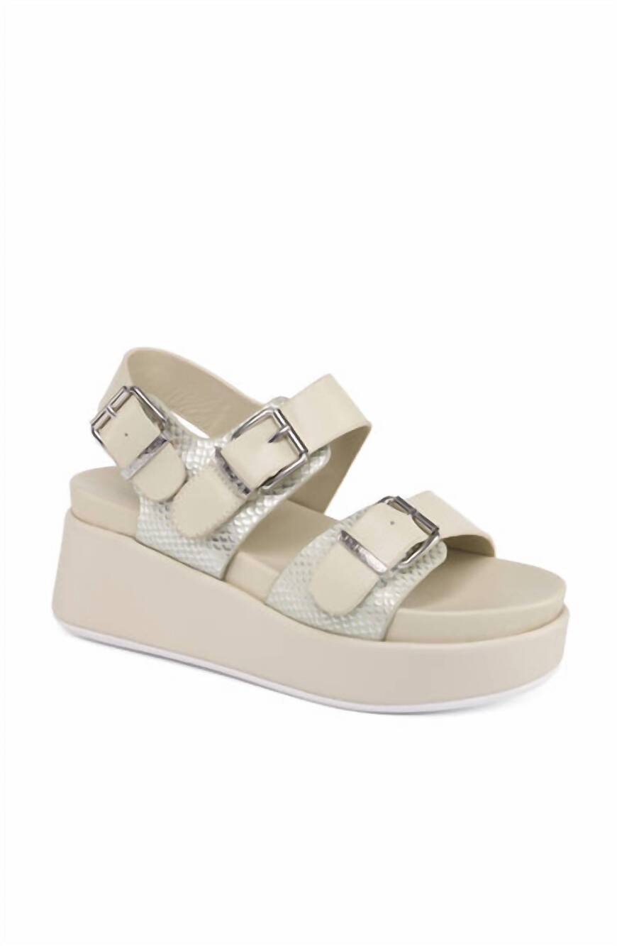 NEW J/SLIDES women's brooke leather platform sandal in bone multi
